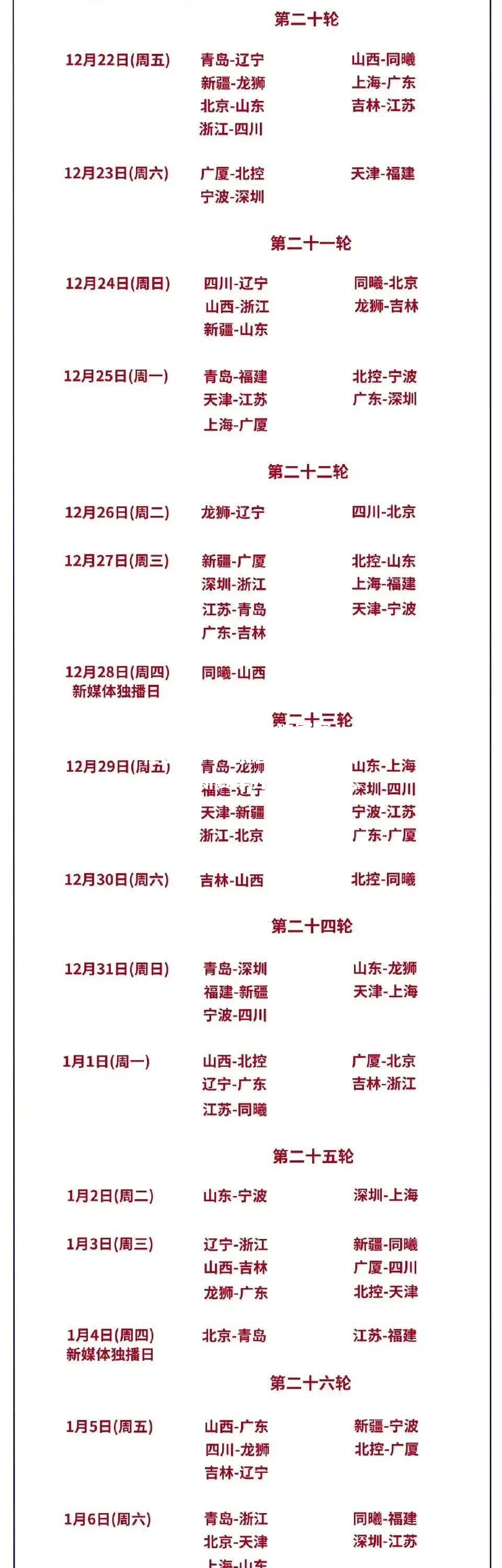 CBA总决赛赛程出炉：广东宏远首战江苏同曦，新赛季开季前先斗总冠军